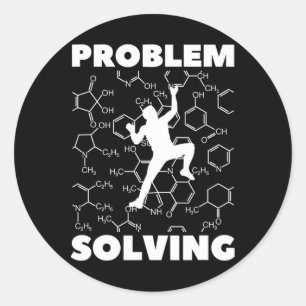 Sticker Rond Grimpeur de résolution de problèmes, Chimie de l'e