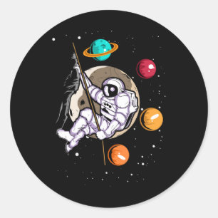 Sticker Rond Grimpeur de rochers Astronaute Espace extra-atmosp