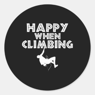Sticker Rond Grimpeur de rochers heureux en grimpant aux arbres