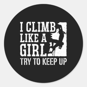 Sticker Rond Grimpeuse d'escalade de montagne de bloc