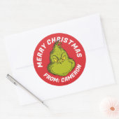 Sticker Rond Grinch classique | Joyeux Noël (Enveloppe)