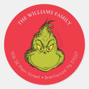 Sticker Rond Grinch Classique Message de Noël