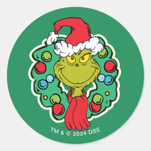 Sticker Rond Grinch | Couronne de Noël (Devant)