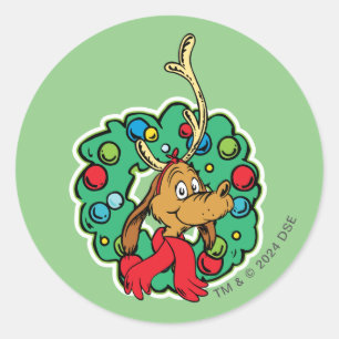 Sticker Rond Grinch Couronne de Noël de Max