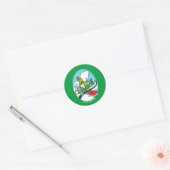 Sticker Rond Grinch en snowboard (Enveloppe)