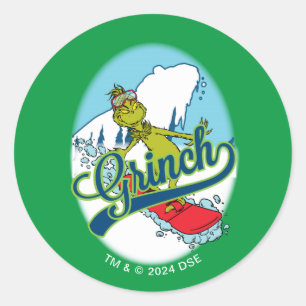 Sticker Rond Grinch en snowboard