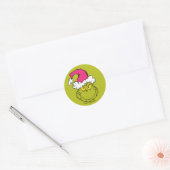 Sticker Rond Grinch in Pink Santa Hat (Enveloppe)