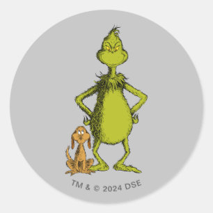 Sticker Rond Grinch posture de Max et Grinch