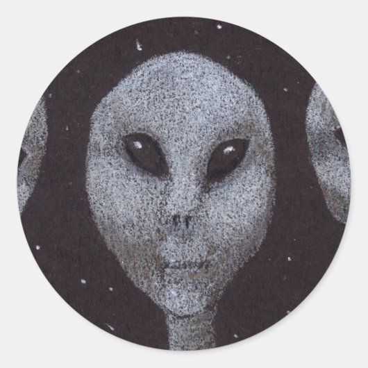 Sticker Rond Gris Alien (Devant)