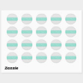 Sticker Rond Gris Aqua Chevron Baby shower Favoriser les autoco (Feuille)