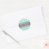 Sticker Rond Gris Aqua Chevron Baby shower Favoriser les autoco (Enveloppe)