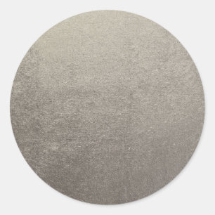 Sticker Rond Gris Argent Faux Texture Foil Photo Blank