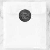 Sticker Rond Gris Attrayant Script Enregistrer la Date Calligra (Sac)