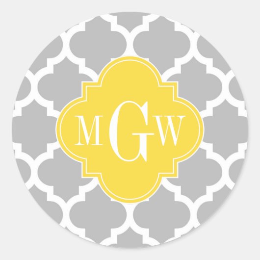 Sticker Rond Gris Blanc Marocain #5 Ananas 3 Monogramme Initial (Devant)