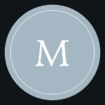 Sticker Rond gris bleu minimaliste simple mariage monogramme<br><div class="desc">mariage monogramme simple gris bleu minimaliste</div>