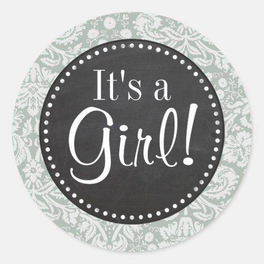 Sticker Rond Gris cendré ; Motif gris damassé ; Aspect du table (Devant)