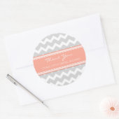 Sticker Rond Gris Coral Chevron Fête des mariées Favoriser les  (Enveloppe)