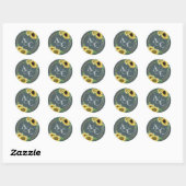 Sticker Rond Gris d'ardoise ・ Élégant Mariage moderne (Feuille)