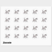 Sticker Rond Gris et blanc Kitty (Feuille)
