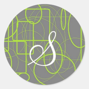 Sticker Rond gris et vert tout autour initial