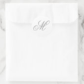 Sticker Rond Gris Fancy Script Calligraphie Monogramme (Sac)