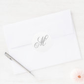 Sticker Rond Gris Fancy Script Calligraphie Monogramme (Enveloppe)