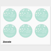 Sticker Rond Gris, Gris Mint Vert Pastel Merci Mariage (Feuille)