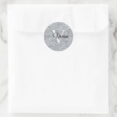 Sticker Rond Gris Heather Avec Nom De Monogramme Blanc (Sac)