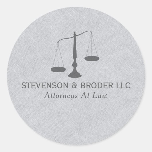 Sticker Rond Gris Lin Texture & Grey Justice Échelle (Devant)