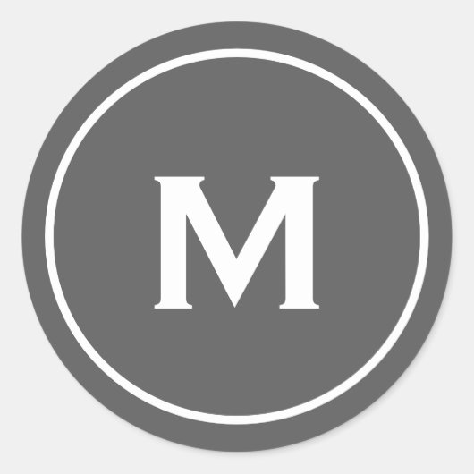 Sticker Rond Gris Monogramme moderne minimaliste (Devant)