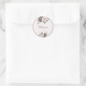 Sticker Rond gris rose poussiéreux fleurs tropicales merci (Sac)