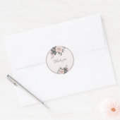Sticker Rond gris rose poussiéreux fleurs tropicales merci (Enveloppe)
