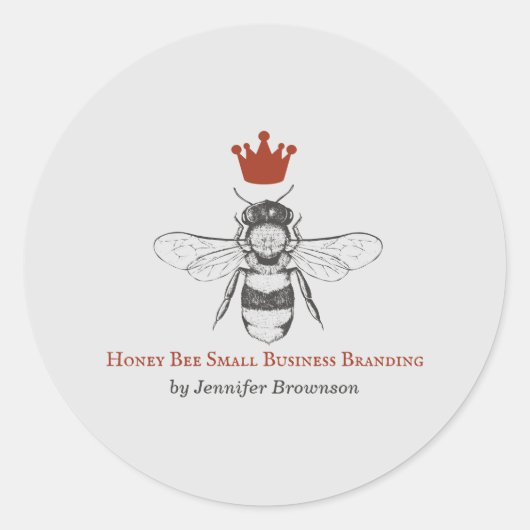 Sticker Rond Gris rouge Honeycomb Couronne reine abeille (Devant)