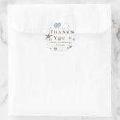 Sticker Rond Gris Starfish Blue Shell Beach Wedding (Sac)