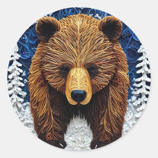 Sticker Rond Grizzly Bear (Devant)