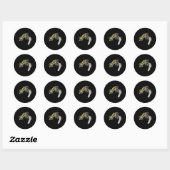 Sticker Rond Grizzly Bear Bursting Though Biting Hockey Stick L (Feuille)