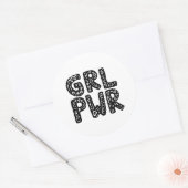 Sticker Rond GRL PWR Girl Power Typography Art (Enveloppe)