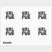 Sticker Rond GRL PWR Girl Power Typography Art (Feuille)