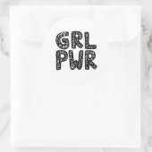Sticker Rond GRL PWR Girl Power Typography Art (Sac)