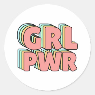 Sticker Rond GRL PWR Pastel