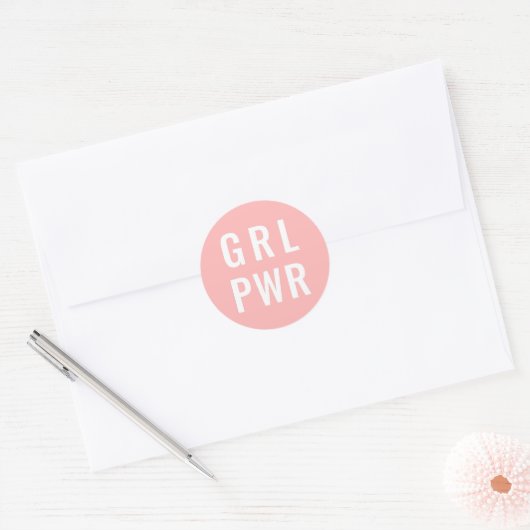 STICKER ROND GRL PWR ROSE (Enveloppe)