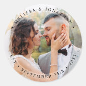 Sticker Rond Groom de mariée moderne Mariage photo simple (Devant)