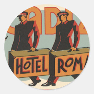Sticker Rond Grooms d'hôtel Vintage Travel Hotel Roma, Cadiz, E