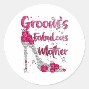 Sticker Rond Grooms Fabuleuse mère heureux Mariage marié marié 