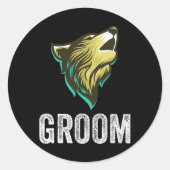 Sticker Rond Grooms Wolf Bachelor Mariage Groomsmen Team Party (Devant)