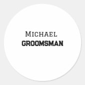 Sticker Rond Groomsman simple minimal ajouter nom moderne mascu (Devant)