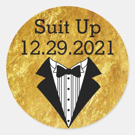 Sticker Rond Groomsmen Invitation Phoques d'or (Devant)