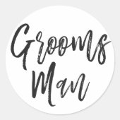 Sticker Rond Groomsmen | Mariage de style de script (Devant)