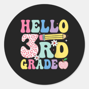 Sticker Rond Groovy 3e année Retour à l'école Léopard rose 2025