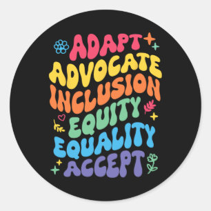 Sticker Rond Groovy Adapt Défenseur Inclusion Équité Égalité Ac